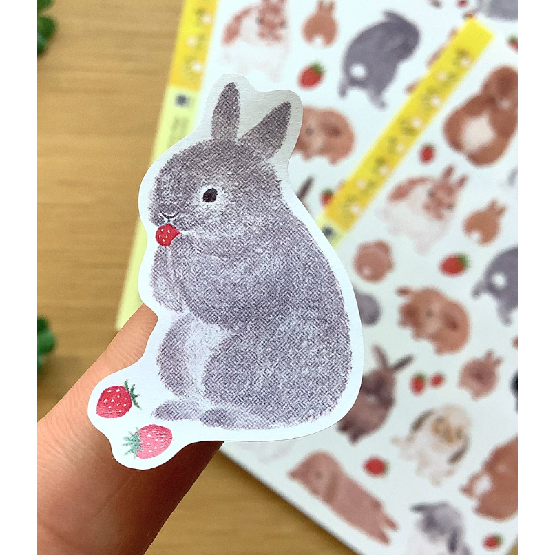 4legs 上質紙貼紙組 春天的兔兔款 4 legs 貓咪 日本製【立夏手帳生活】-細節圖6