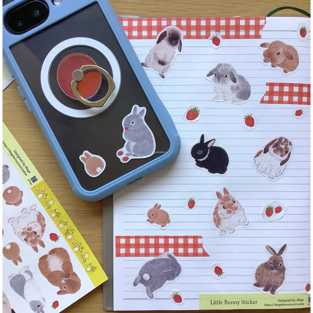 4legs 上質紙貼紙組 春天的兔兔款 4 legs 貓咪 日本製【立夏手帳生活】-細節圖9