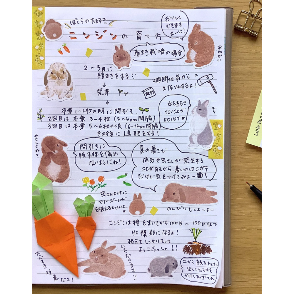 4legs 上質紙貼紙組 春天的兔兔款 4 legs 貓咪 日本製【立夏手帳生活】-細節圖10