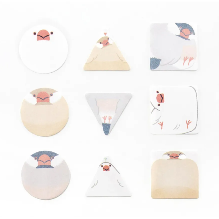 【3款】Bande「塞滿滿的圓滾滾文鳥/狗狗衝啊/貓貓衝啊」可書寫付籤貼紙卷 日本原裝【立夏手帳生活】-細節圖2