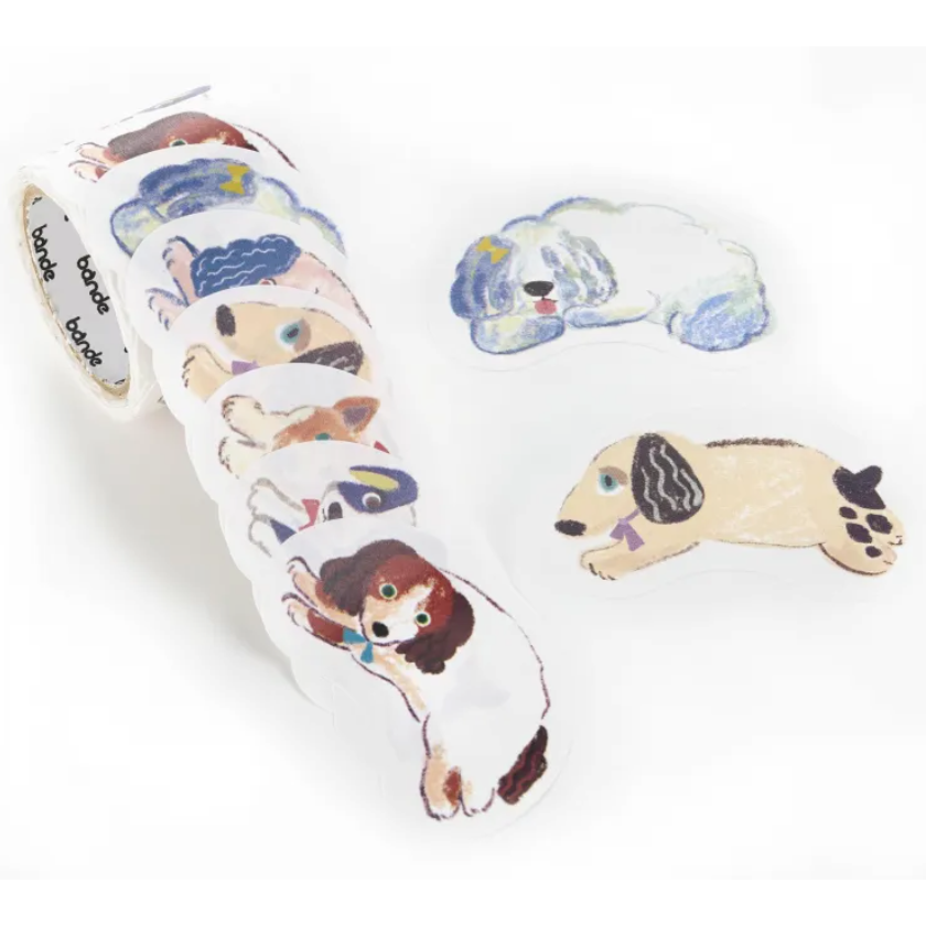 【3款】Bande「塞滿滿的圓滾滾文鳥/狗狗衝啊/貓貓衝啊」可書寫付籤貼紙卷 日本原裝【立夏手帳生活】-細節圖5