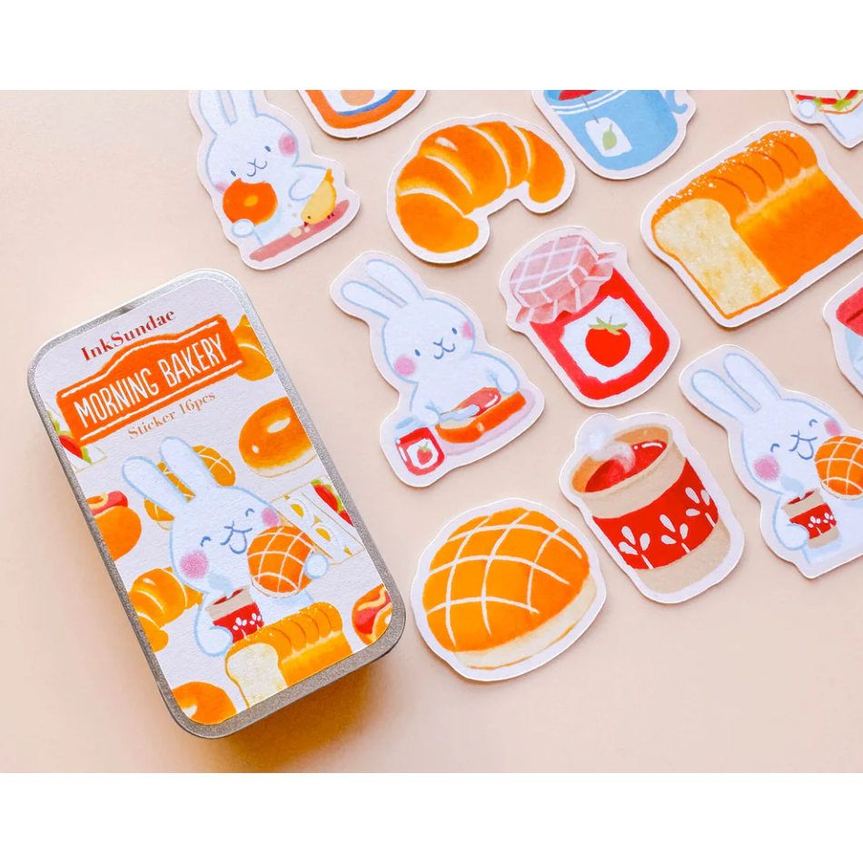 【鐵盒4款】Inksundae 迷你鐵盒貼紙組「雪國精靈/貓咪的筆袋/早安麵包店/繁花色票」【立夏手帳生活】-細節圖4