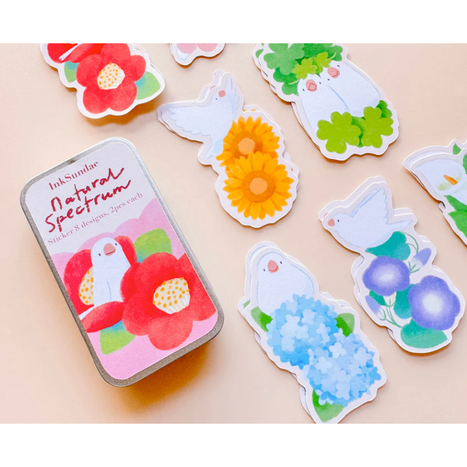【鐵盒4款】Inksundae 迷你鐵盒貼紙組「雪國精靈/貓咪的筆袋/早安麵包店/繁花色票」【立夏手帳生活】-細節圖5