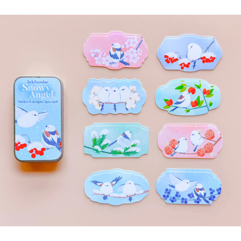 【鐵盒4款】Inksundae 迷你鐵盒貼紙組「雪國精靈/貓咪的筆袋/早安麵包店/繁花色票」【立夏手帳生活】-規格圖5