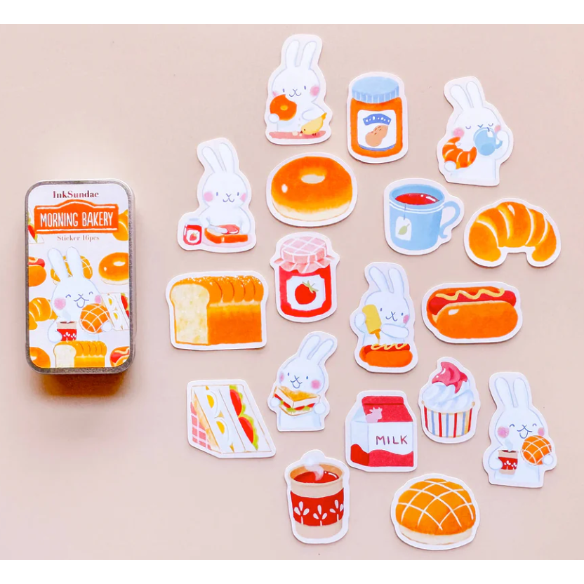 【鐵盒4款】Inksundae 迷你鐵盒貼紙組「雪國精靈/貓咪的筆袋/早安麵包店/繁花色票」【立夏手帳生活】-規格圖5