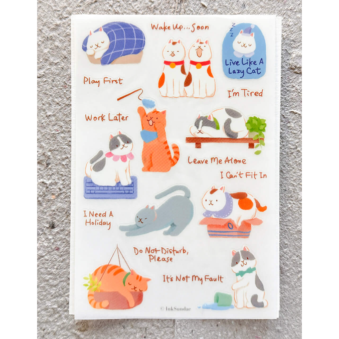 【後6款】Inksundae 轉印貼紙「慵懶貓咪生活/可愛貓咪生活/四季日子系列」【立夏手帳生活】-規格圖6