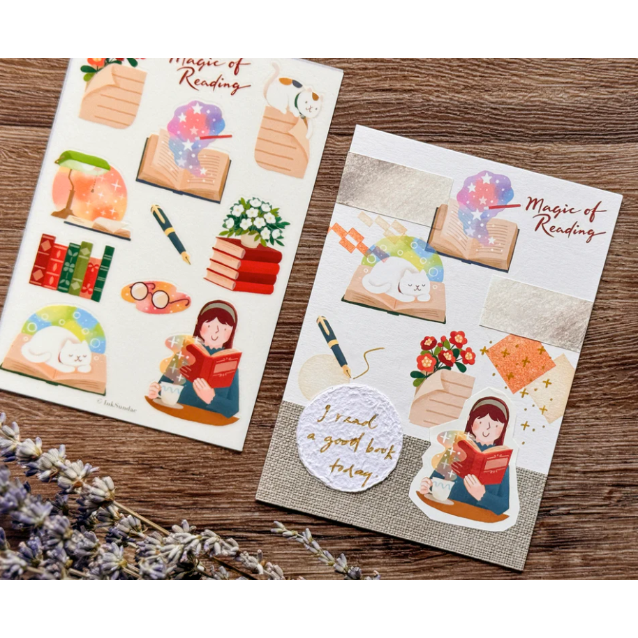 【前6款】Inksundae 轉印貼紙「平安無事的日子/夢境郵政局/閱讀的神奇魔法/咖啡的神奇魔法」【立夏手帳生活】-細節圖5