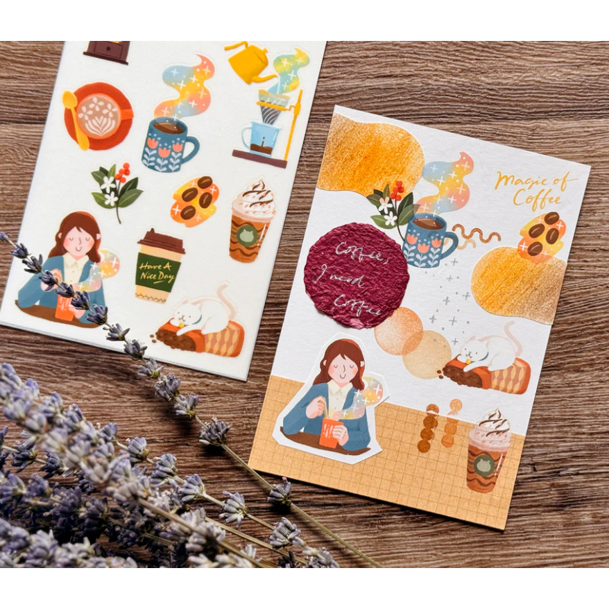 【前6款】Inksundae 轉印貼紙「平安無事的日子/夢境郵政局/閱讀的神奇魔法/咖啡的神奇魔法」【立夏手帳生活】-細節圖6