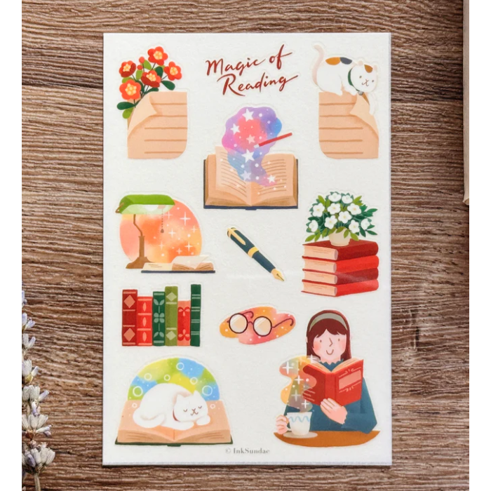 【前6款】Inksundae 轉印貼紙「平安無事的日子/夢境郵政局/閱讀的神奇魔法/咖啡的神奇魔法」【立夏手帳生活】-規格圖6