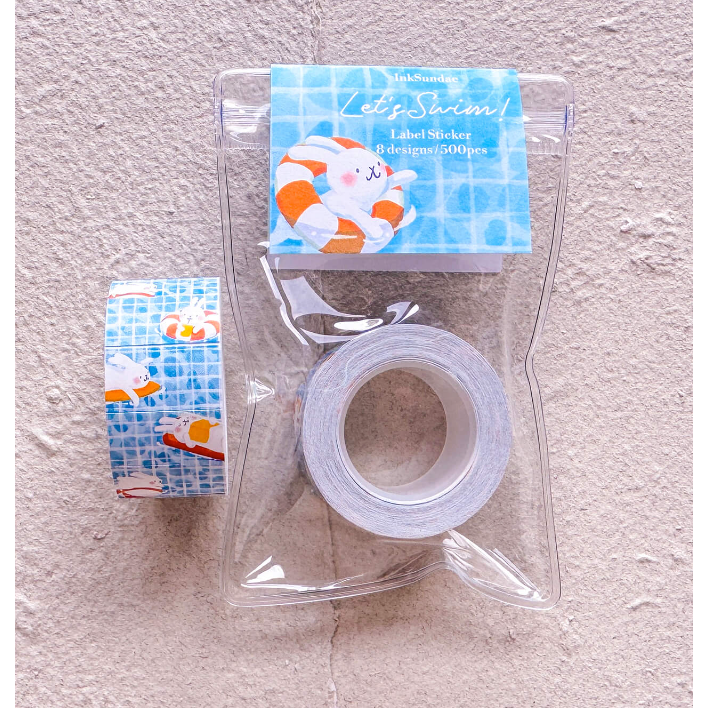 【2款】Inksundae 標籤貼紙卷「木槿開了/游吧！游吧！」【立夏手帳生活】-細節圖5