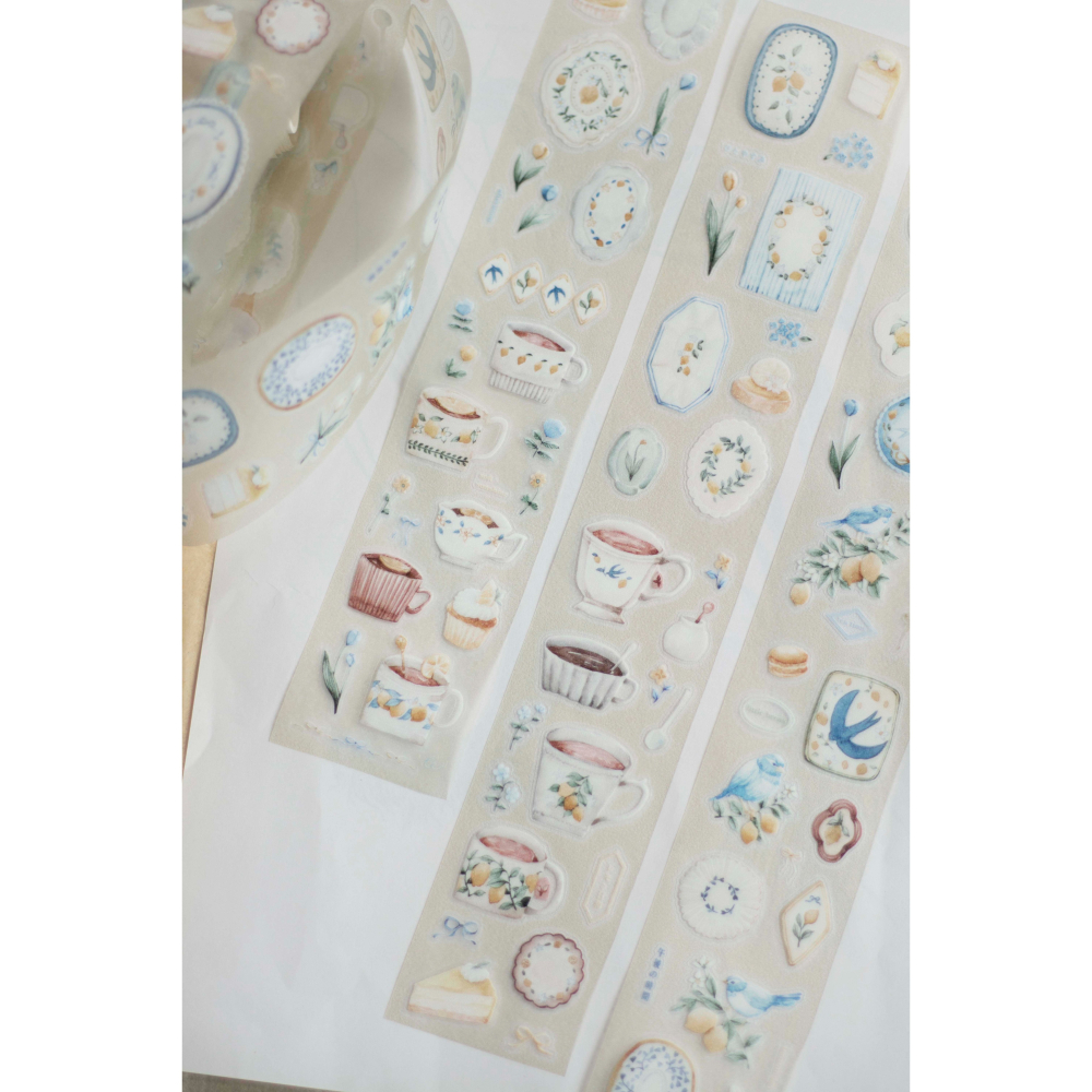 樂意loidesign 檸檬午茶Lemon Afternoon Tea 5cm燙金星光膜割型膠帶 【立夏手帳生活】-細節圖2