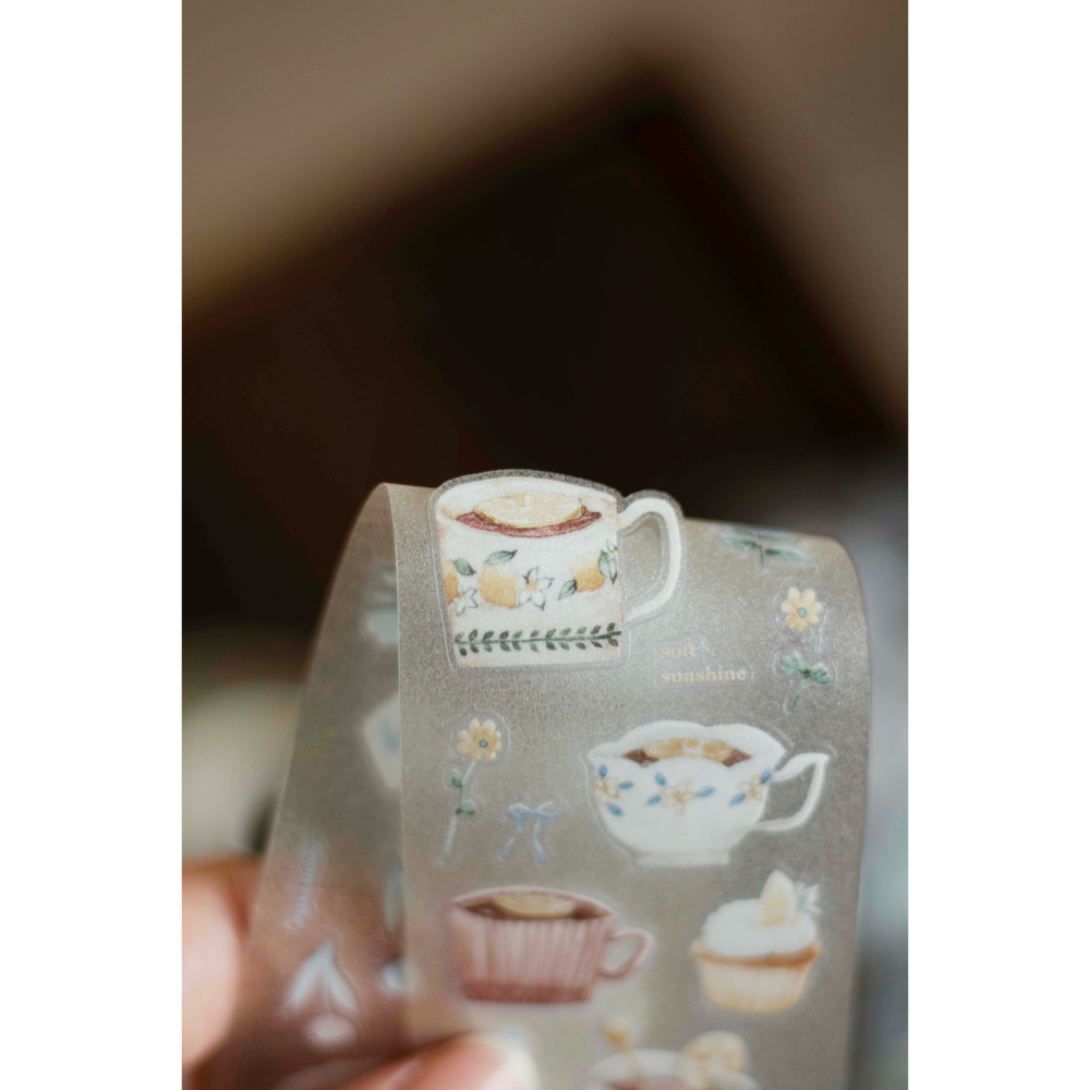 樂意loidesign 檸檬午茶Lemon Afternoon Tea 5cm燙金星光膜割型膠帶 【立夏手帳生活】-細節圖5