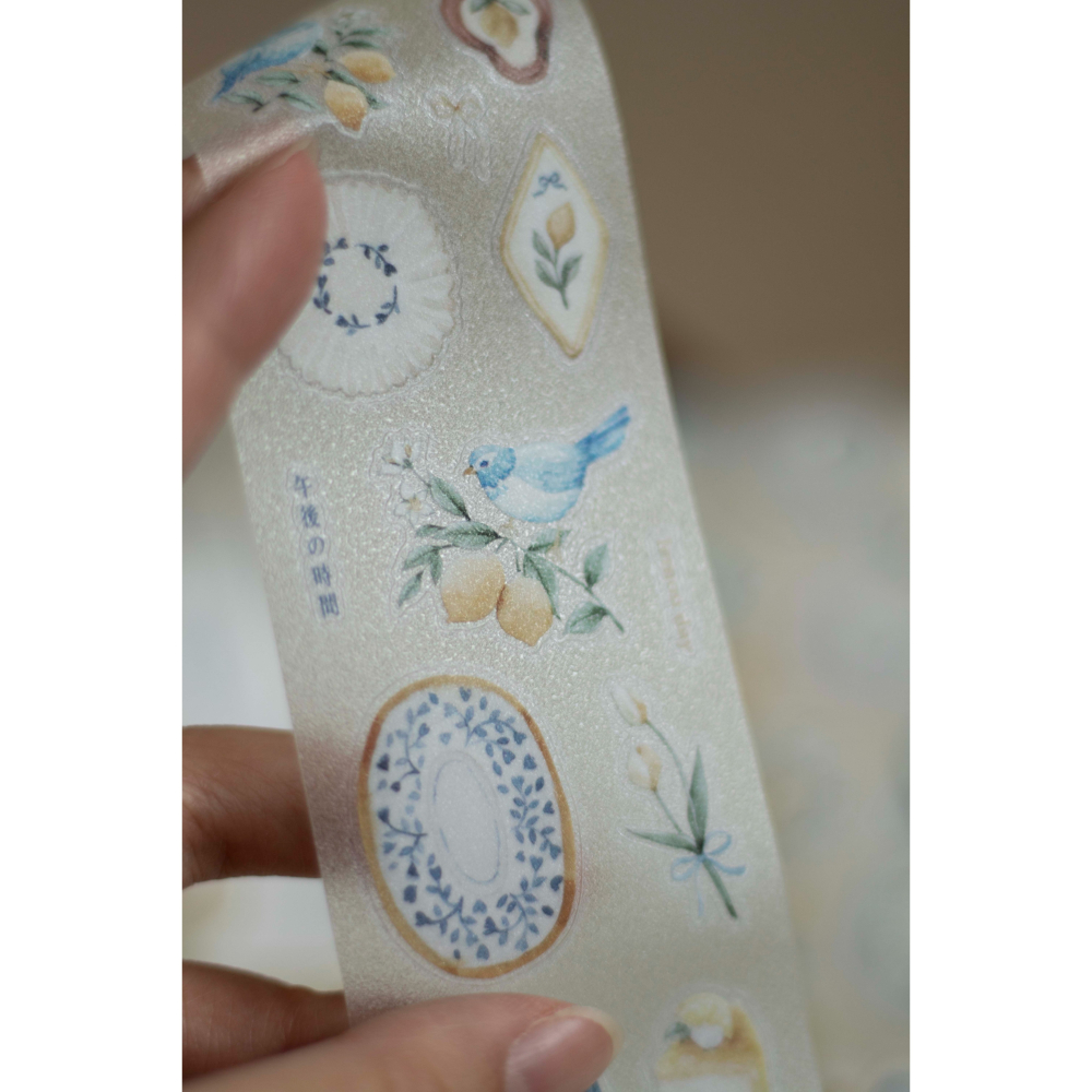 樂意loidesign 檸檬午茶Lemon Afternoon Tea 5cm燙金星光膜割型膠帶 【立夏手帳生活】-細節圖6