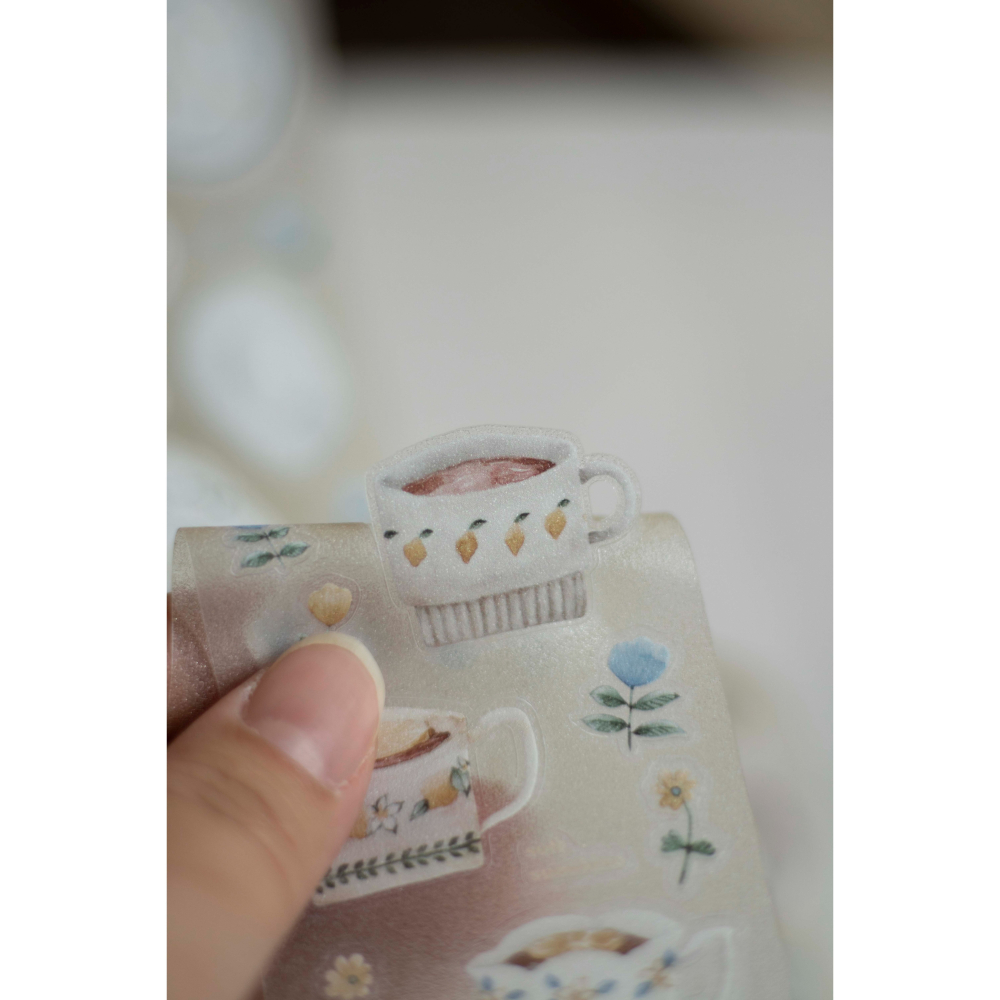 樂意loidesign 檸檬午茶Lemon Afternoon Tea 5cm燙金星光膜割型膠帶 【立夏手帳生活】-細節圖7