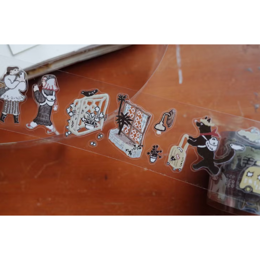 何包蛋 窗花小旅行 4cm亮面割型PET膠帶 misshoegg【立夏手帳生活】-細節圖4