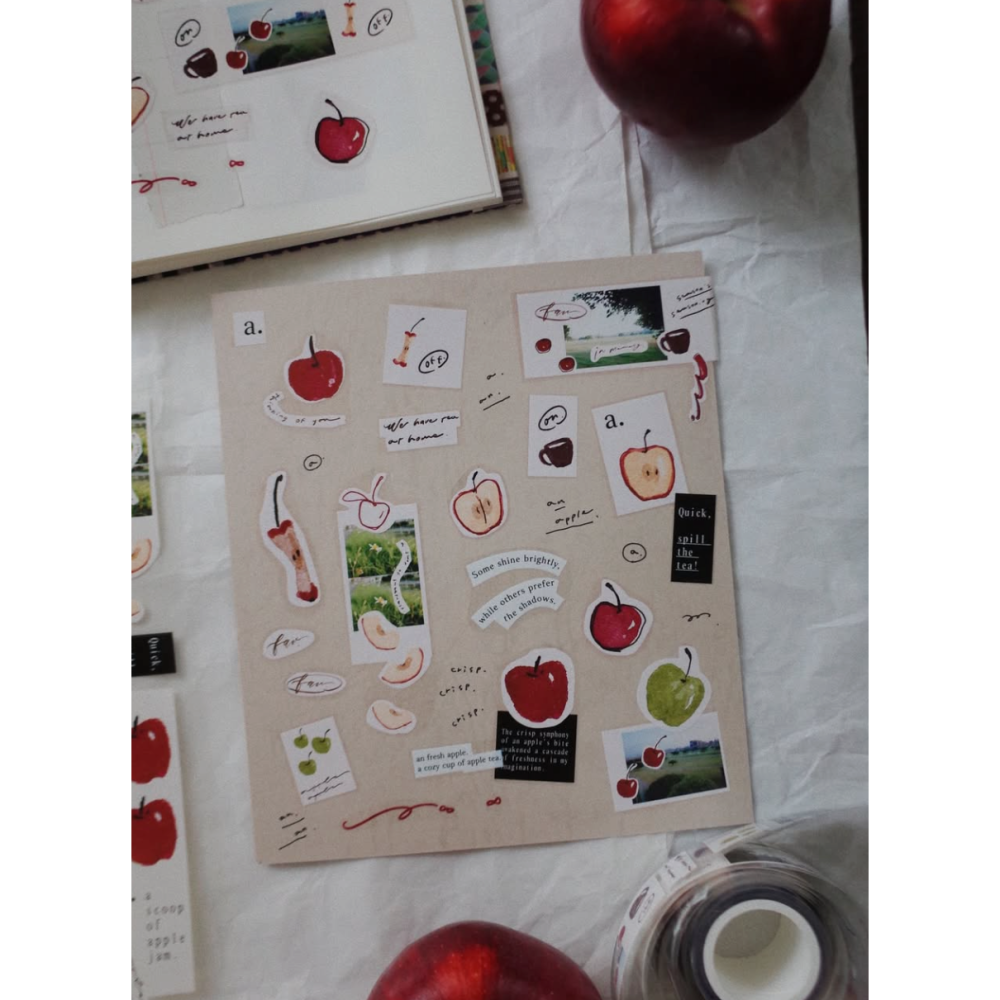 茄子先生 Apple Tea 3.5cm亮面PET膠帶 【立夏手帳生活】-細節圖2