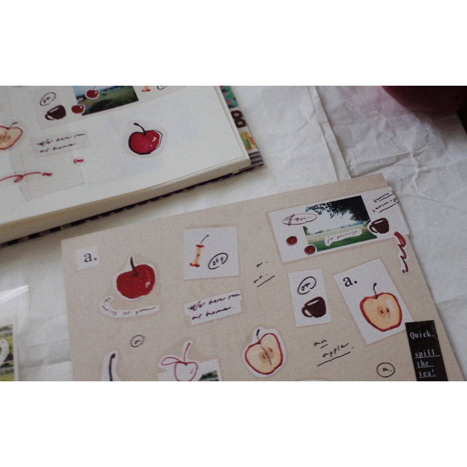 茄子先生 Apple Tea 3.5cm亮面PET膠帶 【立夏手帳生活】-細節圖4