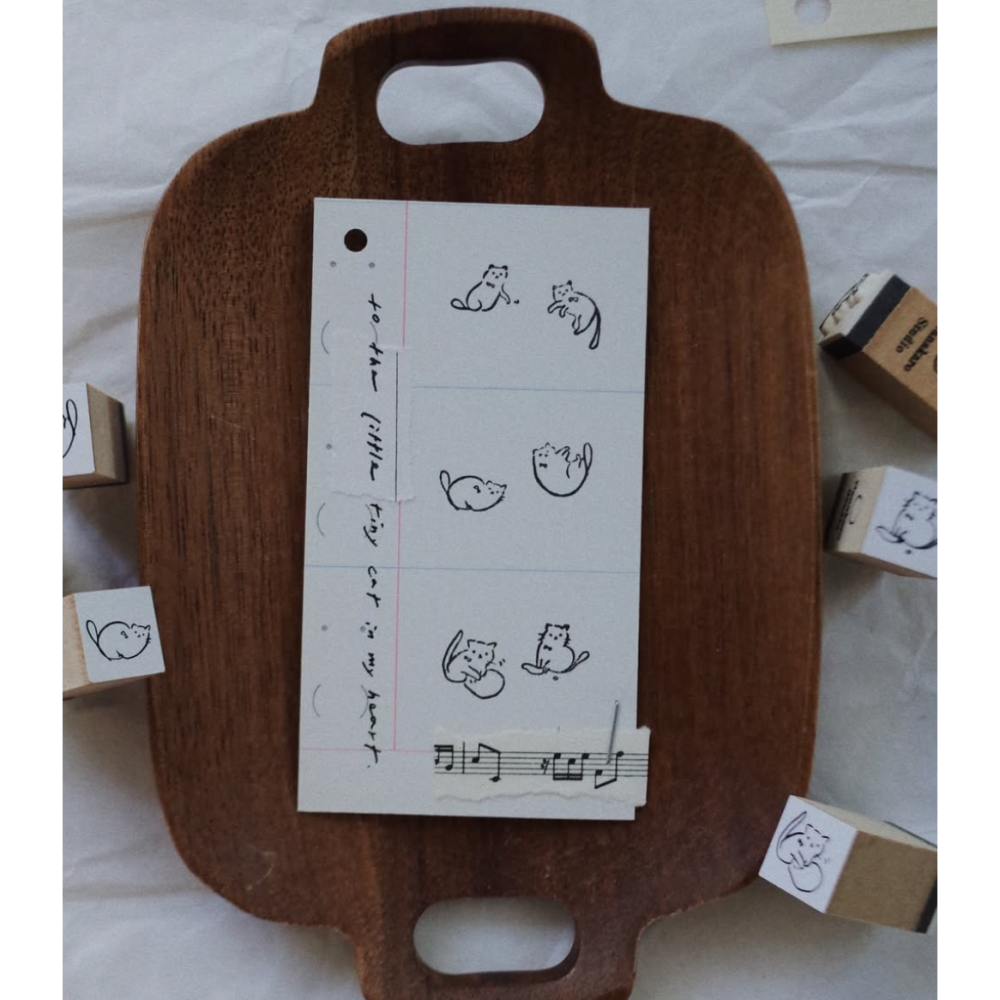 【紙博6款】茄子先生「Her Kitty/閃亮的泡泡系列」單顆小印章 木頭橡皮章【立夏手帳生活】-細節圖2