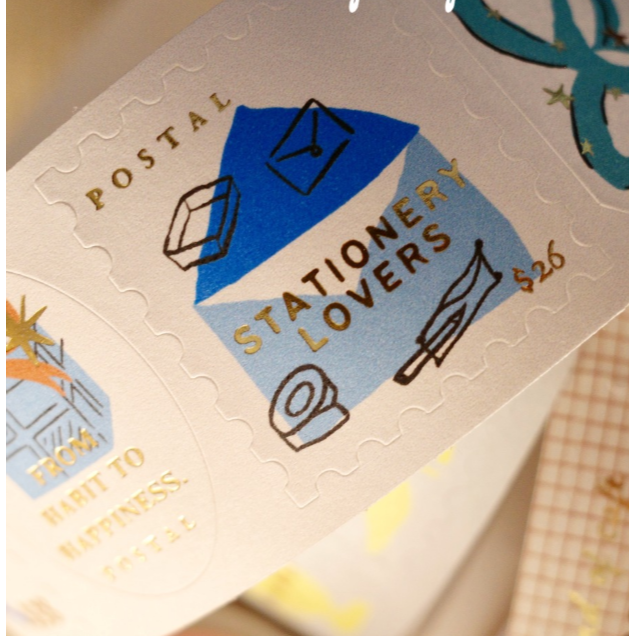 什物a kind of cafe 隨行小物TRAVEL AROUND燙金郵票貼紙卷【立夏手帳生活】-細節圖2