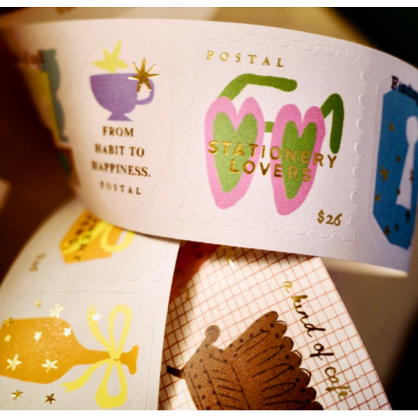 什物a kind of cafe 隨行小物TRAVEL AROUND燙金郵票貼紙卷【立夏手帳生活】-細節圖5