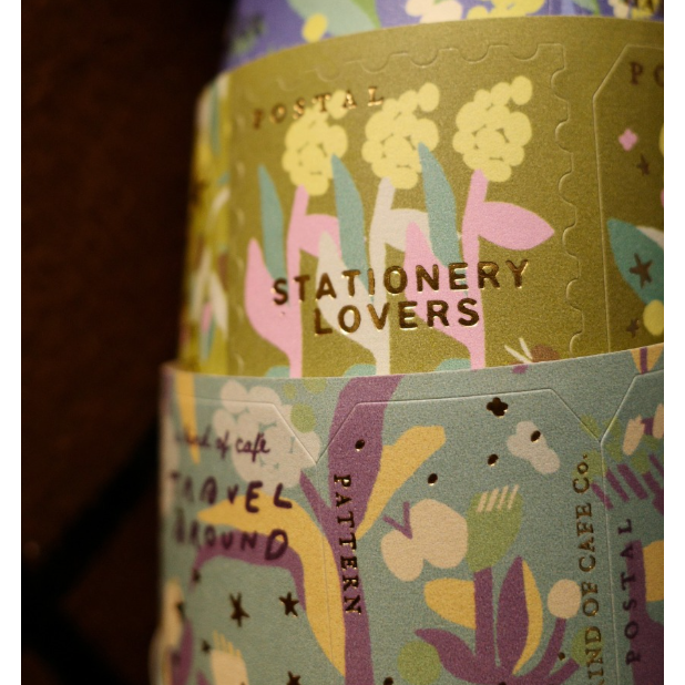 什物a kind of cafe 蓬蓬花郵票Pompon Flower燙金標籤卷紙【立夏手帳生活】-細節圖2