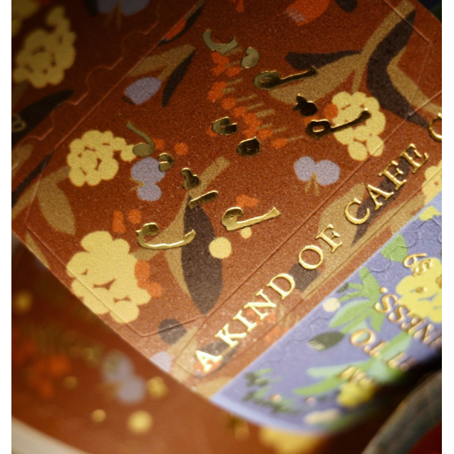 【新包裝】什物a kind of cafe 蓬蓬花郵票Pompon Flower燙金標籤卷紙【立夏手帳生活】-細節圖3