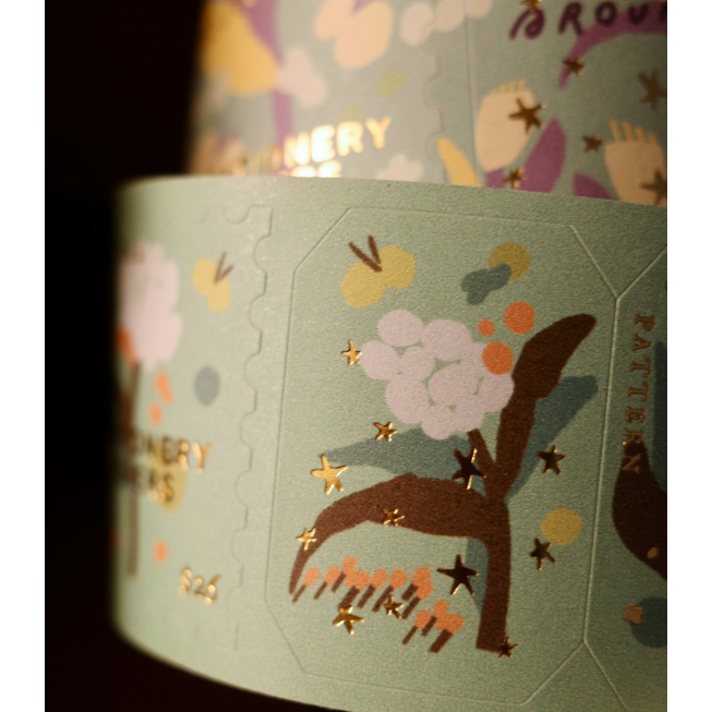 【新包裝】什物a kind of cafe 蓬蓬花郵票Pompon Flower燙金標籤卷紙【立夏手帳生活】-細節圖4