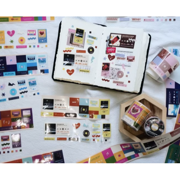 莫非是芝麻球『音樂輯』PET亮面紙膠帶 | 滿版特殊割型膠帶【立夏手帳生活】-細節圖2