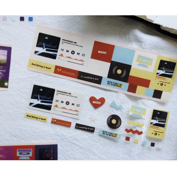 莫非是芝麻球『音樂輯』PET亮面紙膠帶 | 滿版特殊割型膠帶【立夏手帳生活】-細節圖5