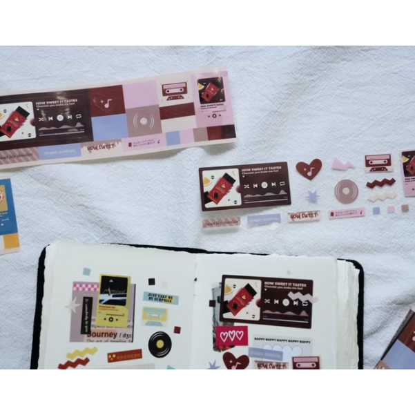 莫非是芝麻球『音樂輯』PET亮面紙膠帶 | 滿版特殊割型膠帶【立夏手帳生活】-細節圖6