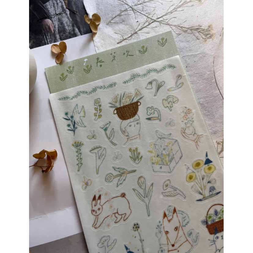 【2款】森酪梨Avocado mori 春芽吹 / 冬支度 和紙割型貼紙 sticker【立夏手帳生活】-細節圖2