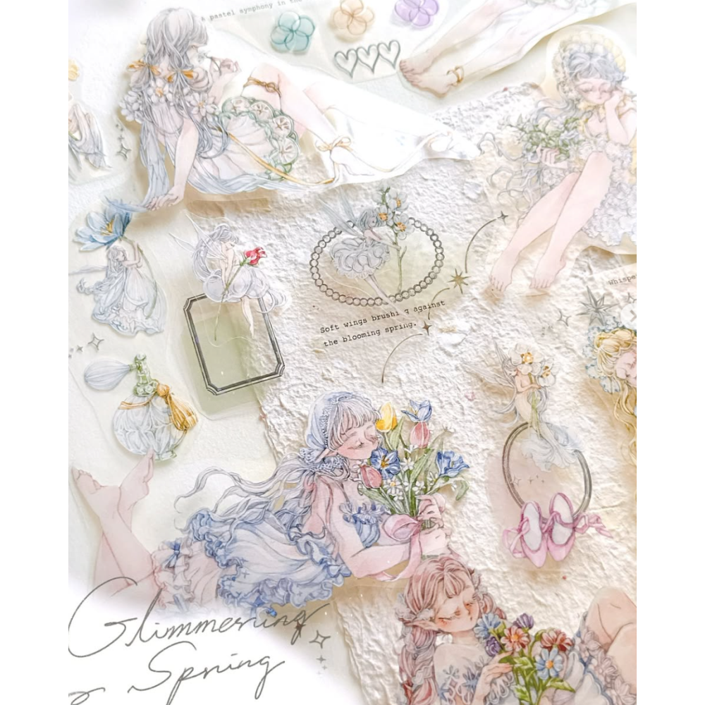 Pei Pei Studio 春日琉光 8cm亮面貝殼光PET膠帶【立夏手帳生活】-細節圖3