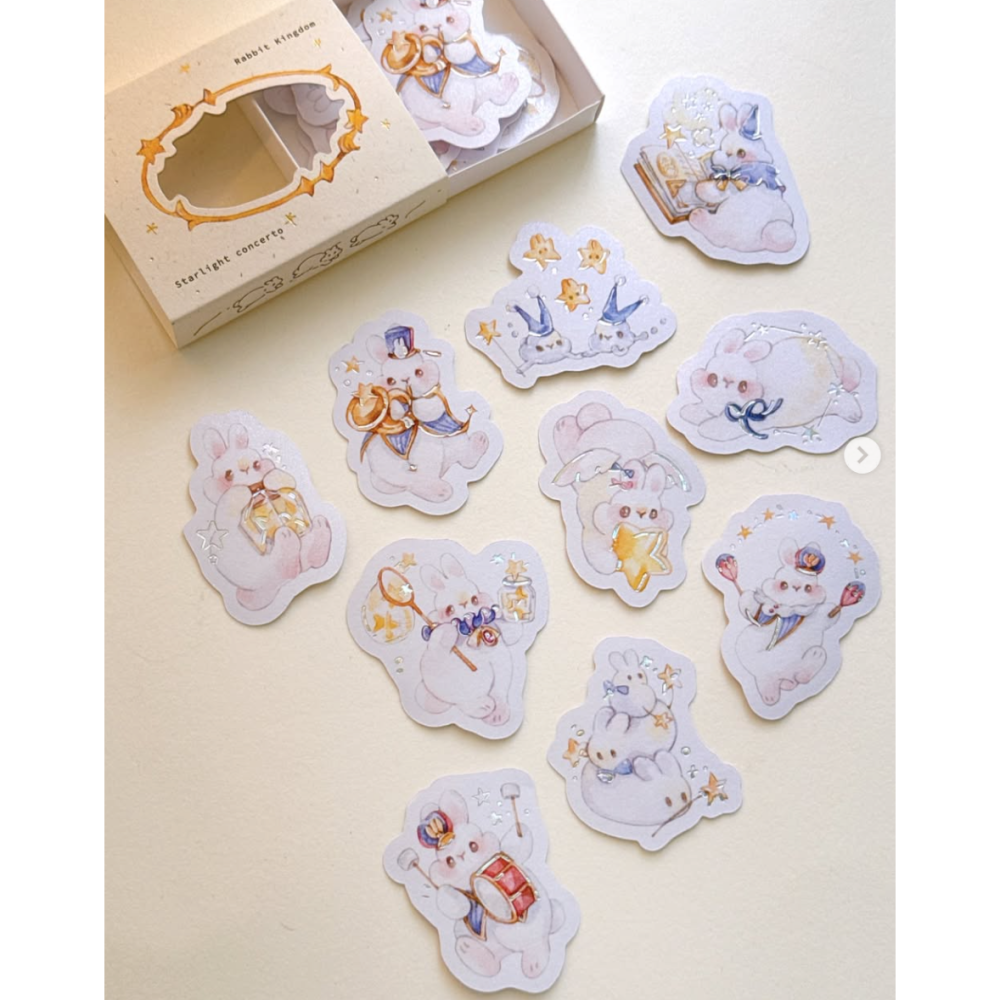 Pei Pei Studio 星光協奏曲 小兔盒貼紙【立夏手帳生活】-細節圖5
