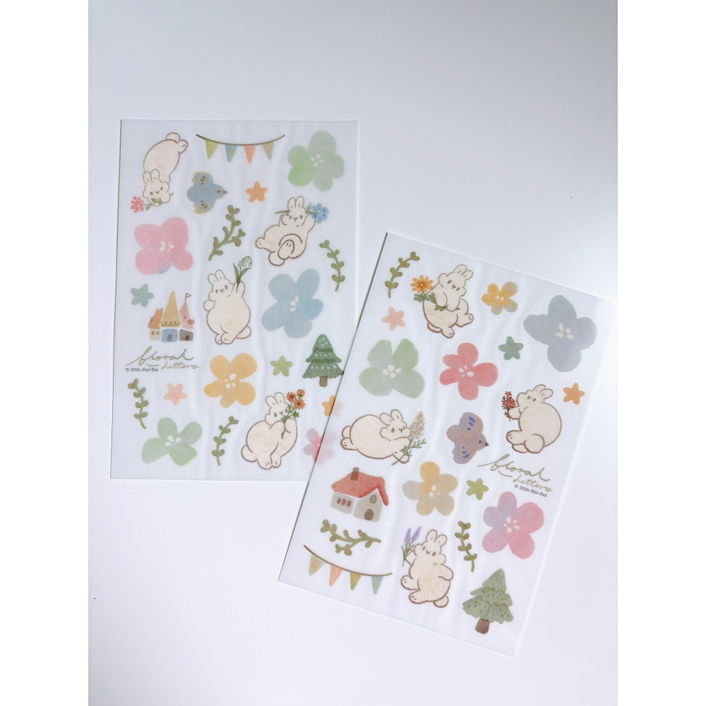 【2款】Pei Pei Studio小兔國 Rabbit kingdom「春日花箋/水果樂園」轉印貼紙【立夏手帳生活】-細節圖3