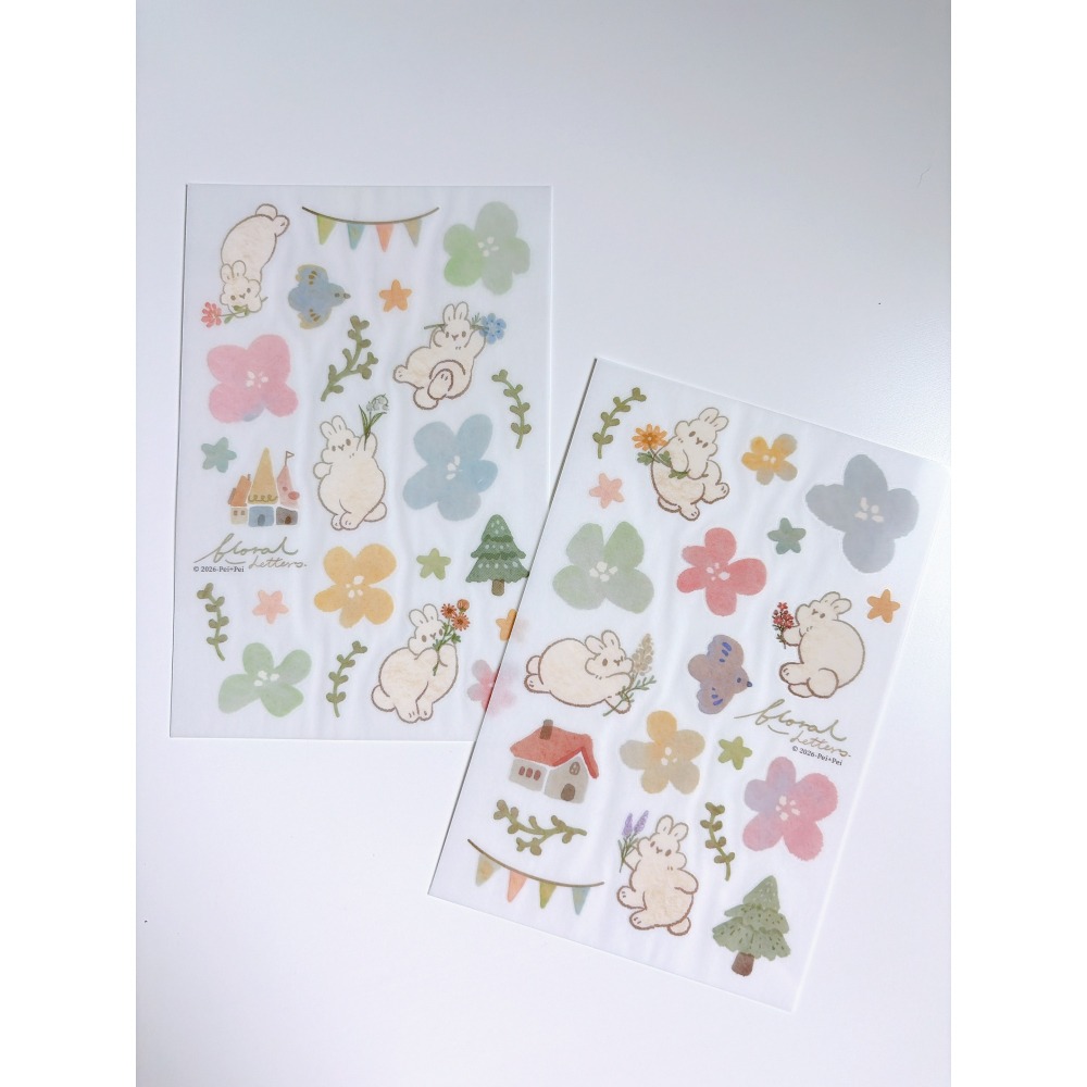 【2款】Pei Pei Studio小兔國 Rabbit kingdom「春日花箋/水果樂園」轉印貼紙【立夏手帳生活】-細節圖3