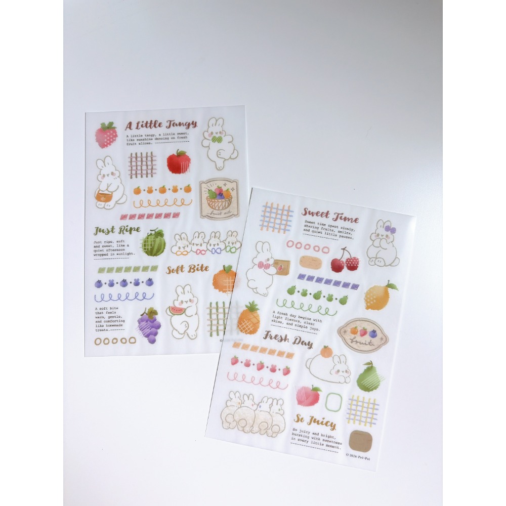 【2款】Pei Pei Studio小兔國 Rabbit kingdom「春日花箋/水果樂園」轉印貼紙【立夏手帳生活】-規格圖3