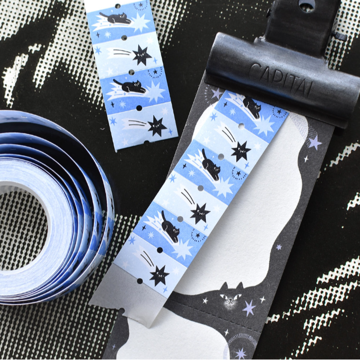 【2款】大芝麻小花生 星星與貓 - 藍色流星 / 紫色星星眼鏡 標籤貼紙 【立夏手帳生活】-規格圖4