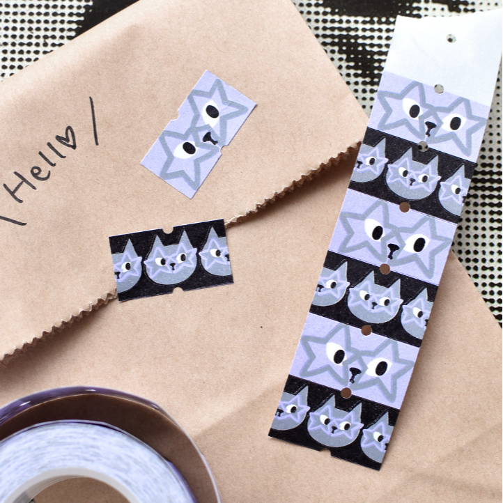 【2款】大芝麻小花生 星星與貓 - 藍色流星 / 紫色星星眼鏡 標籤貼紙 【立夏手帳生活】-規格圖4