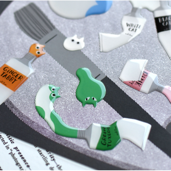 大芝麻小花生 水彩貓貓 滴膠貼紙 【立夏手帳生活】-細節圖2