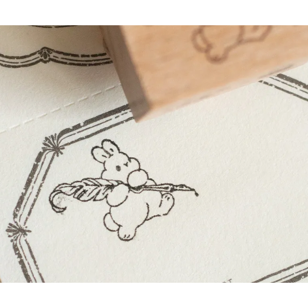 【2款】Pei Pei x 文具小集「小兔墨水瓶/小兔持筆」小兔手帳印章 天然木印章【立夏手帳生活】-細節圖6