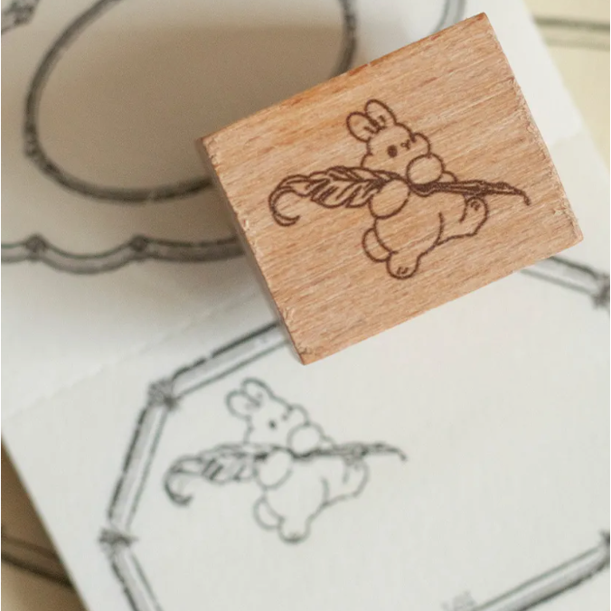 【2款】Pei Pei x 文具小集「小兔墨水瓶/小兔持筆」小兔手帳印章 天然木印章【立夏手帳生活】-規格圖7