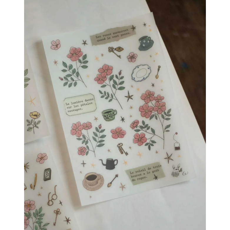 【3款畫博】樂意「檸檬午茶/記憶播放/薔薇花園」轉印貼紙【立夏手帳生活】-細節圖7