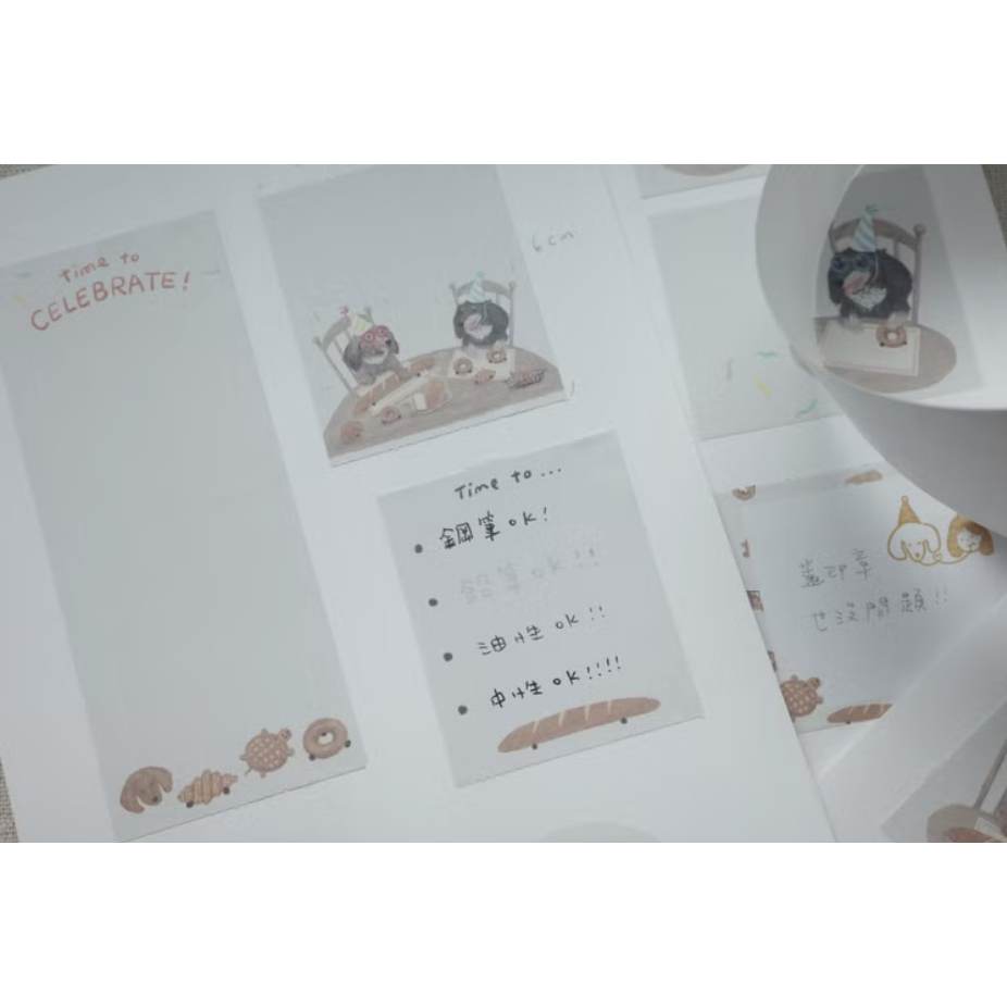 居你Ginny Lambkin 臘腸狗Time to Celebrate! 便利貼紙捲 付籤【立夏手帳生活】-細節圖2