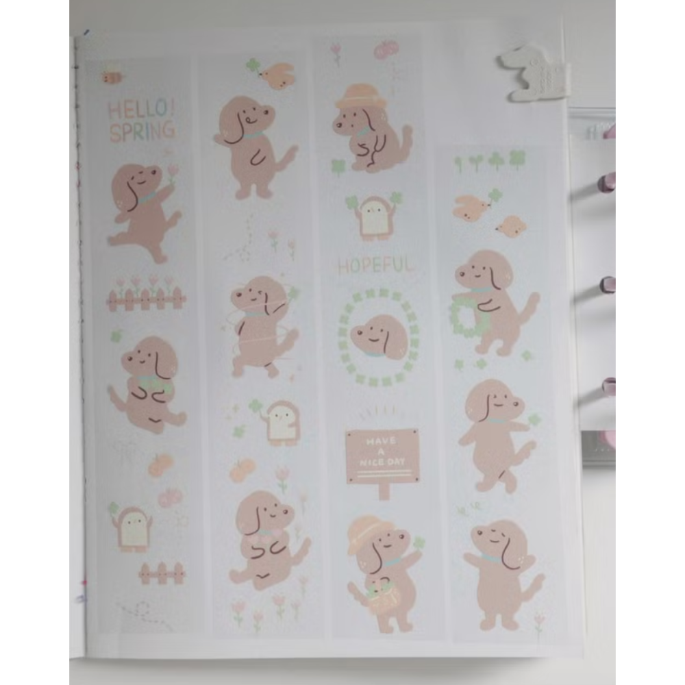 居你Ginny Lambkin 臘腸狗 Hello Spring 3cm亮面PET膠帶【立夏手帳生活】-細節圖2