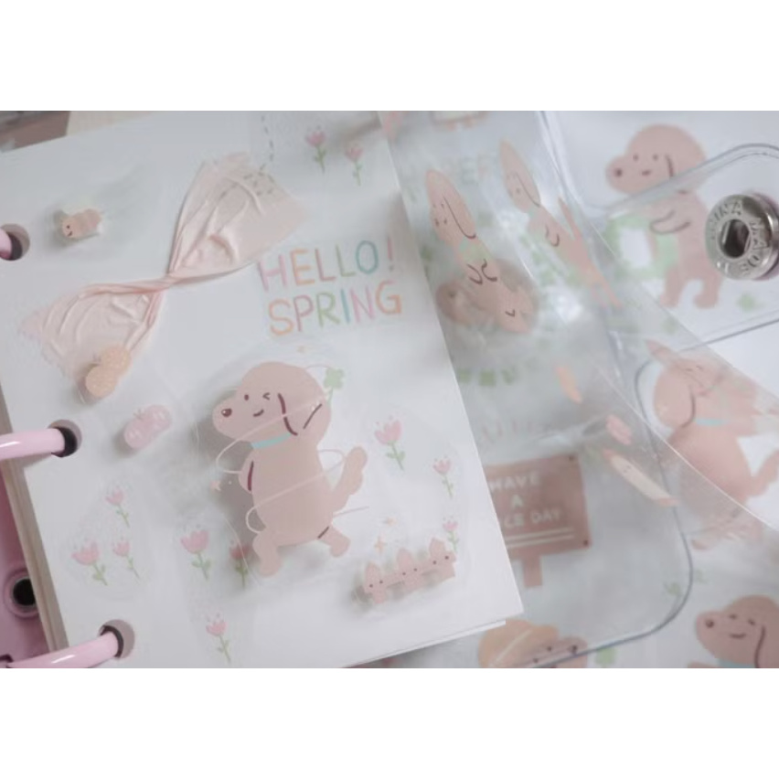 居你Ginny Lambkin 臘腸狗 Hello Spring 3cm亮面PET膠帶【立夏手帳生活】-細節圖3