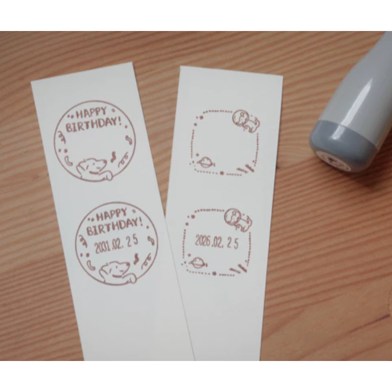 【2款】居你Ginny Lambkin 臘腸狗可調式日期印章 日付印章【立夏手帳生活】-細節圖2