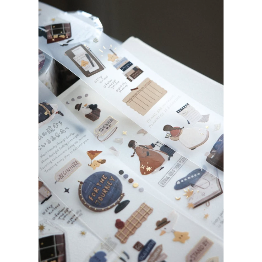山泥泥yamadoro「For the journey」4.5cm霧面燙金PET膠帶【立夏手帳生活】-細節圖2