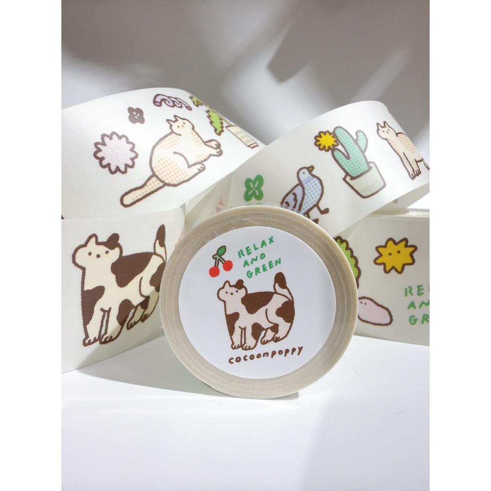 繭花RELAX AND GREEN植感散心PET霧透膠帶【立夏手帳生活】-細節圖3