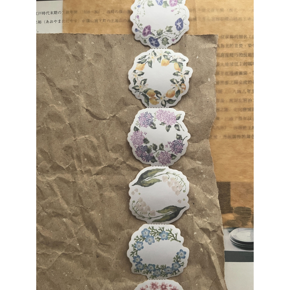 微瘋畫室 花季 4.5cm花圈付箋捲 付籤貼紙卷【立夏手帳生活】-細節圖3
