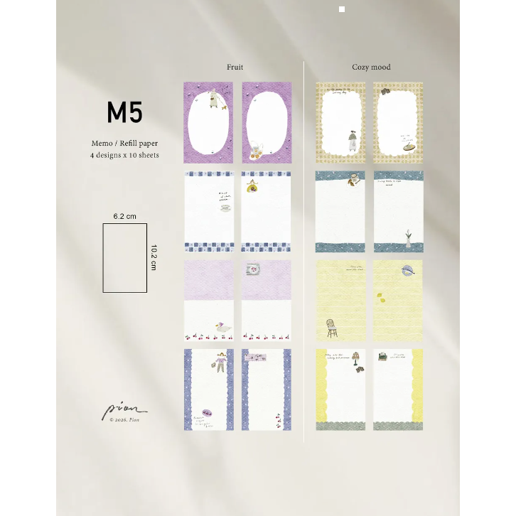 【2款x雙尺寸】Pion Cozy mood & Fruit M5/M6活頁本內頁【立夏手帳生活】-細節圖9